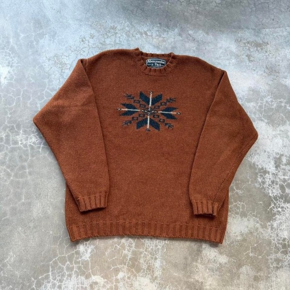 Vintage Y2K Abercrombie & Fitch Burnt Orange 100% wool sweater - Picture 2 of 6